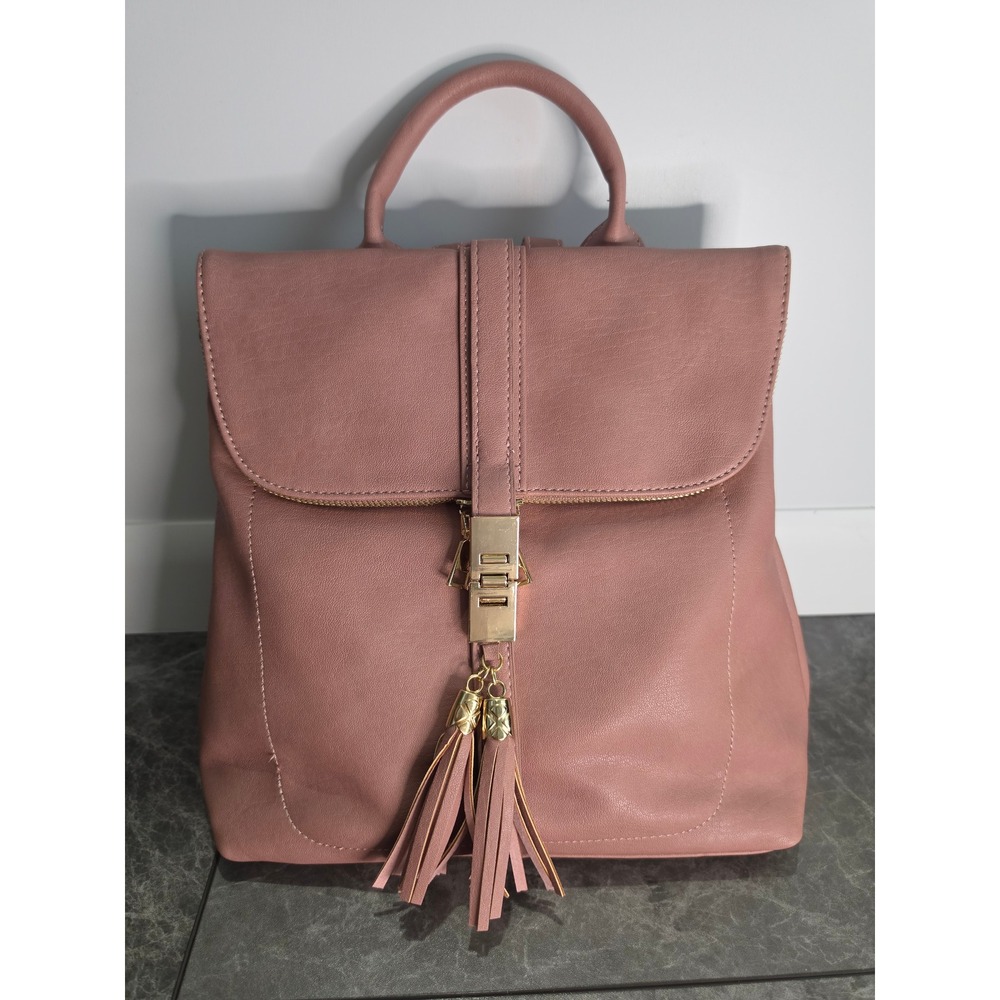 NWT Mystique Backpack Medium Mauve Pink Tassel Faux Leather Gold Hardware